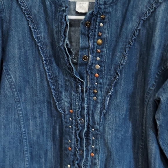 Wrangler Blues Denim Long Sleeve Western Top - Picture 3 of 7